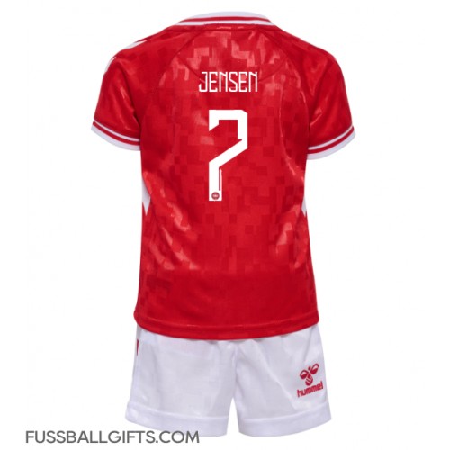 Dänemark Mathias Jensen #7 Fußballbekleidung Heimtrikot Kinder EM 2024 Kurzarm (+ kurze hosen)